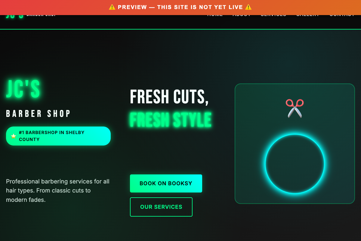 JC's Barber Shop website